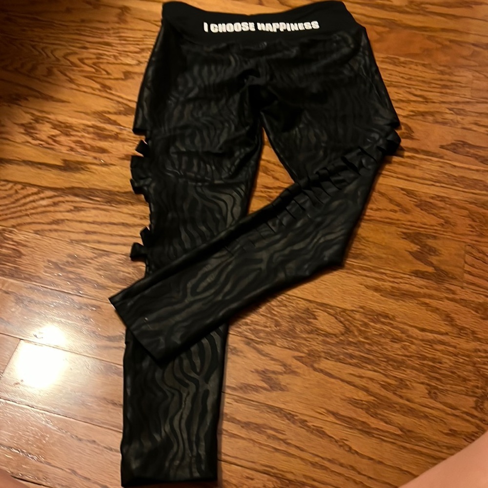 Zumba I choose happiness side slit pants